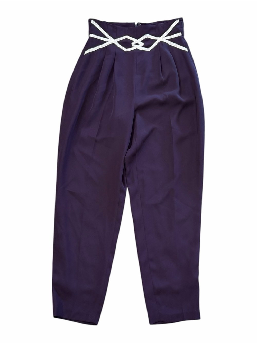 Tirso High-Waist Purple Trousers with White Rope Waist Detail S